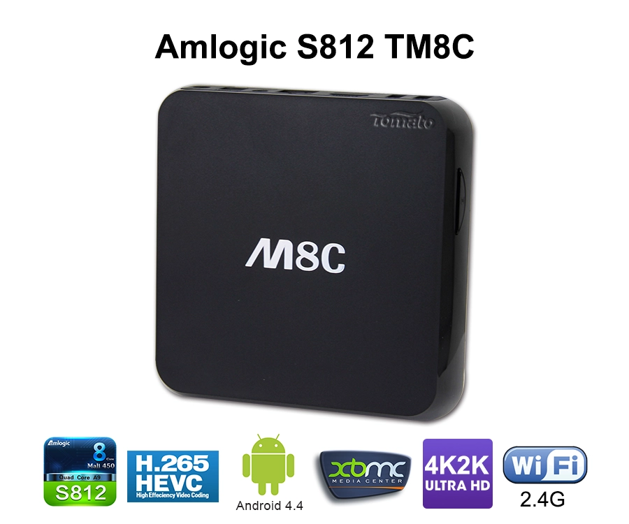 Android 4.4 Akıllı TV Kutusu Amlogic S812 Dört Çekirdek Bluetooth 4.0 Destek UHD 4K H.265 TM8C
