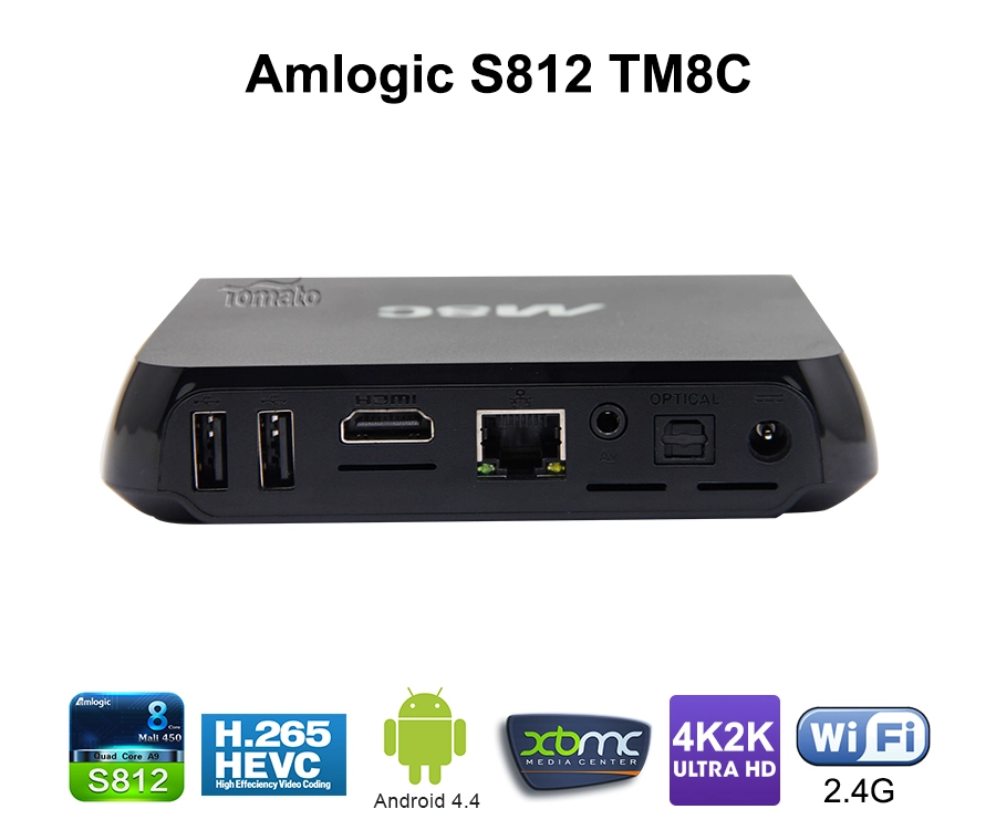 Android 4.4 Akıllı TV Kutusu Amlogic S812 Dört Çekirdek Bluetooth 4.0 Destek UHD 4K H.265 TM8C