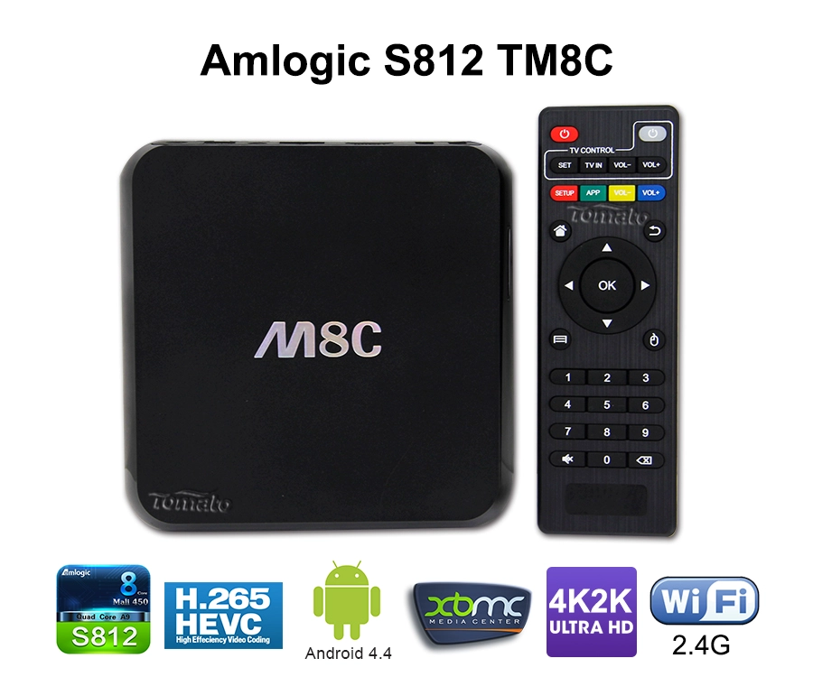Android 4.4 Akıllı TV Kutusu Amlogic S812 Dört Çekirdek Bluetooth 4.0 Destek UHD 4K H.265 TM8C