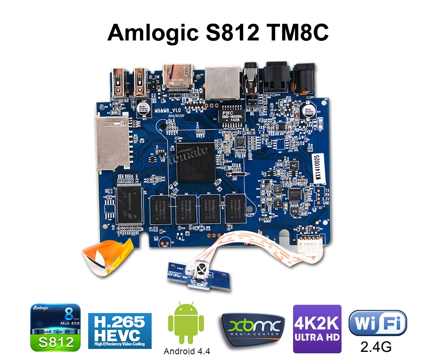 Android 4.4 Akıllı TV Kutusu Amlogic S812 Dört Çekirdek Bluetooth 4.0 Destek UHD 4K H.265 TM8C
