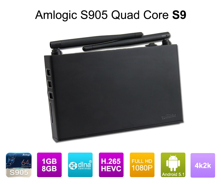 Android 5.1 Quad Core Cortex A53 Amlogic S905 Lollipop TV Box S9 Smart TV Box
