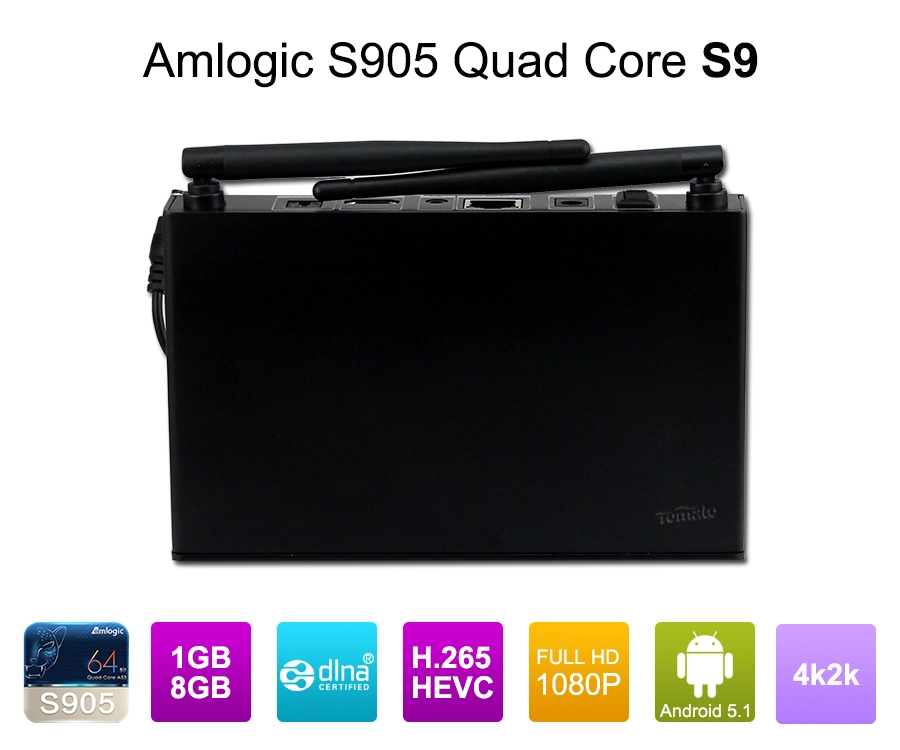 Android 5.1 Quad Core Cortex A53 Amlogic S905 Lollipop TV Box S9 Smart TV Box
