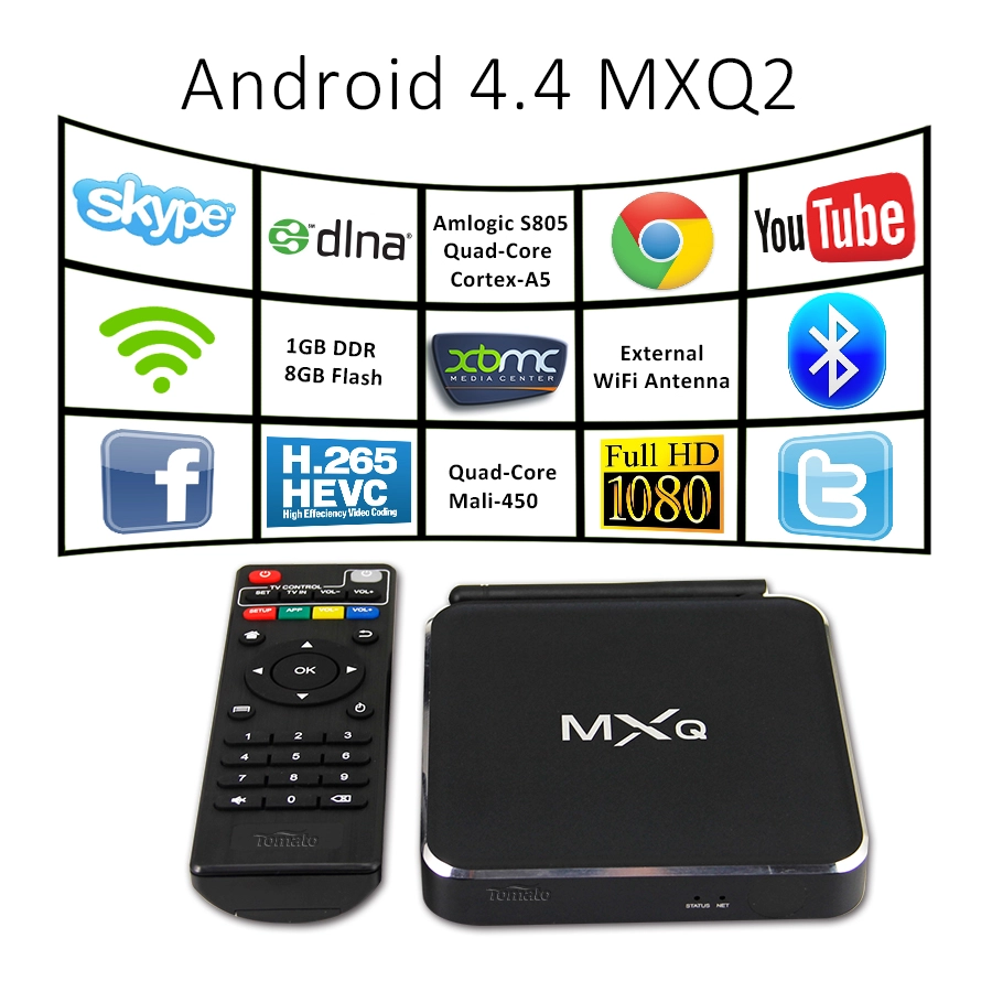 Android电视盒铝合金套管XBMC H.265解码MXQ2 Android 4.4电视盒MXQ2