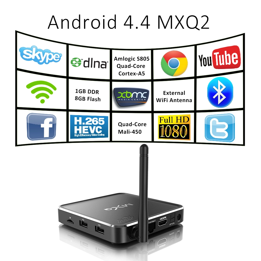 Quad core TV Box Amlogic S805 H265 Decode Media Player MXQ2