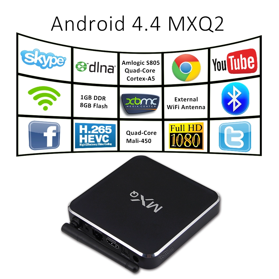 Quad core TV Box Amlogic S805 H265 Decode Media Player MXQ2
