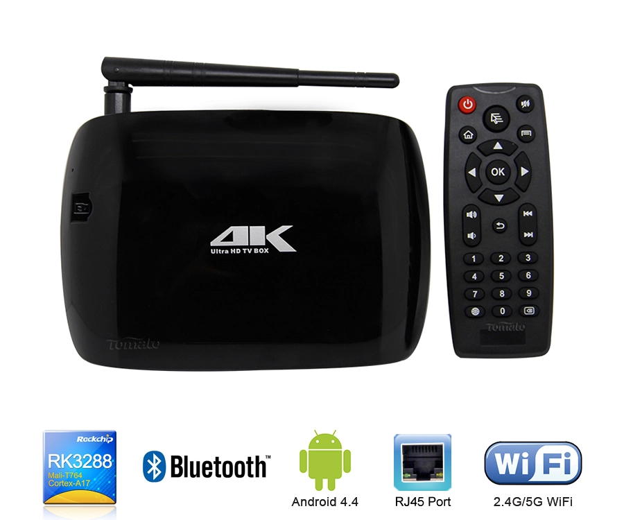 Caixa de TV Quad Core RK3288 1,8 GHz Cortex-A17 com antena externa