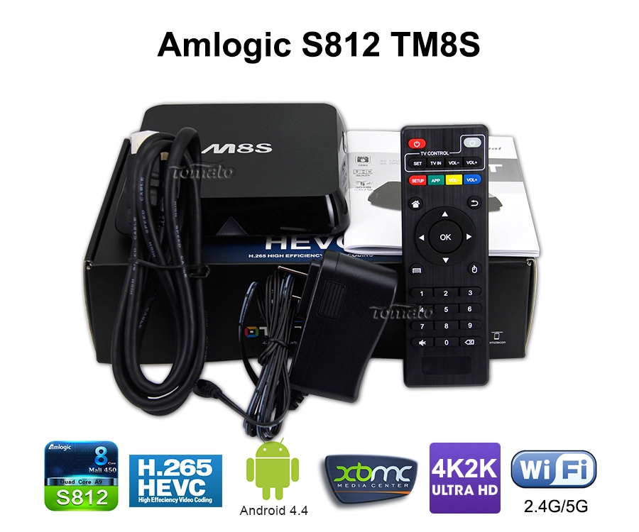 智能Android电视盒Amlogic S812四核Cortex-A9R4 2.0GHz Android 4.4 Kitkat TM8S