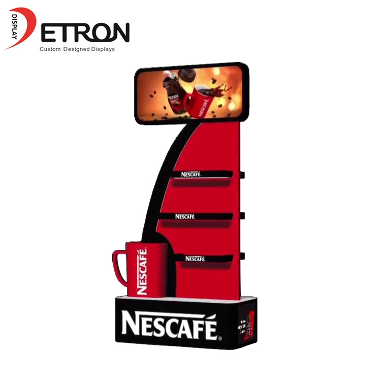 wooden coffee display shelves