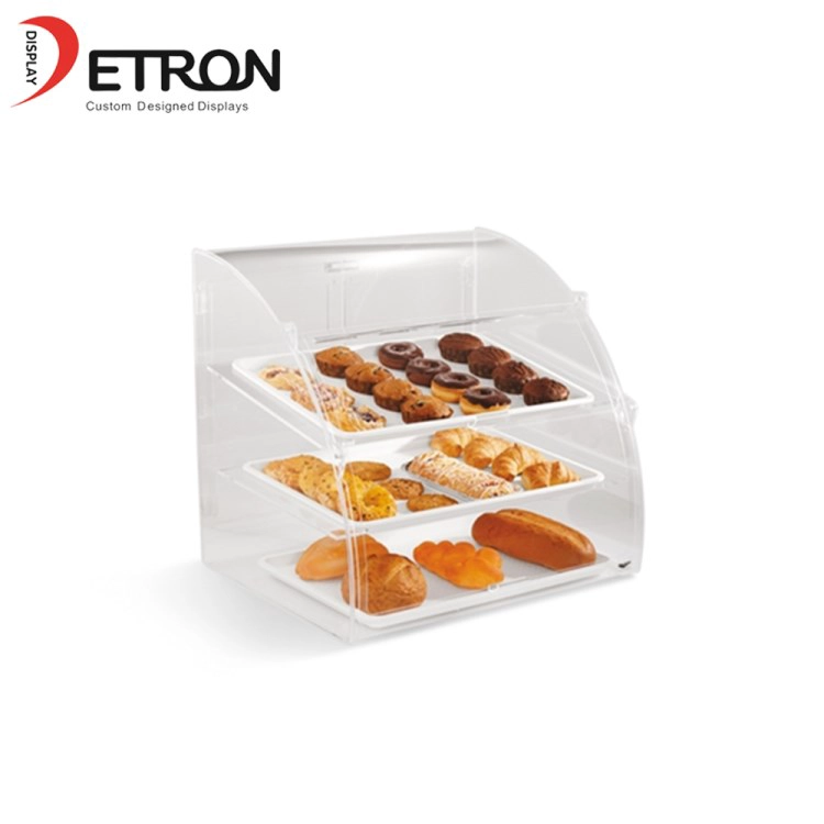 Acryl bakkerij display box 3 tier acryl brood vertoning showcase china gemaakt