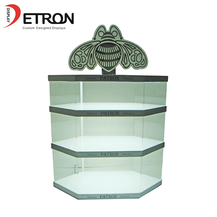 Chine usine personnalisée clair acrylique bouteille de vin glorifier vitrine avec lumière