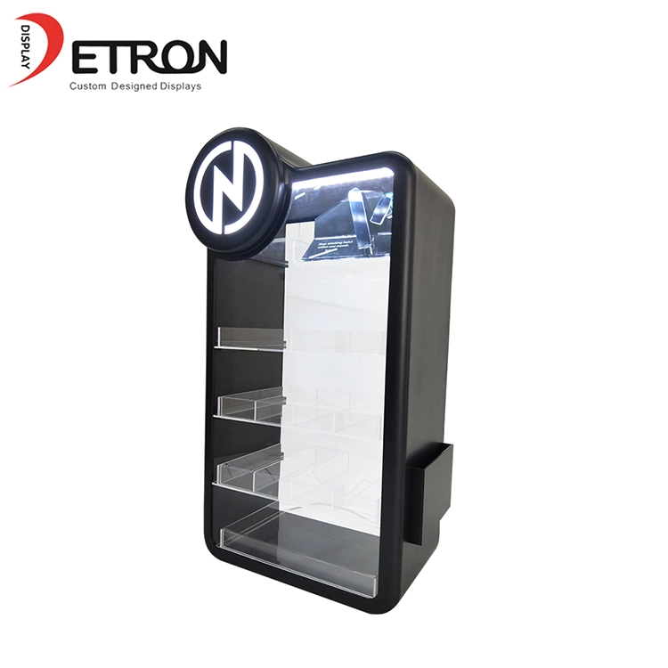 China fabricante OEM personalizado acrílico preto led e-cigarro armário de exposição com luz