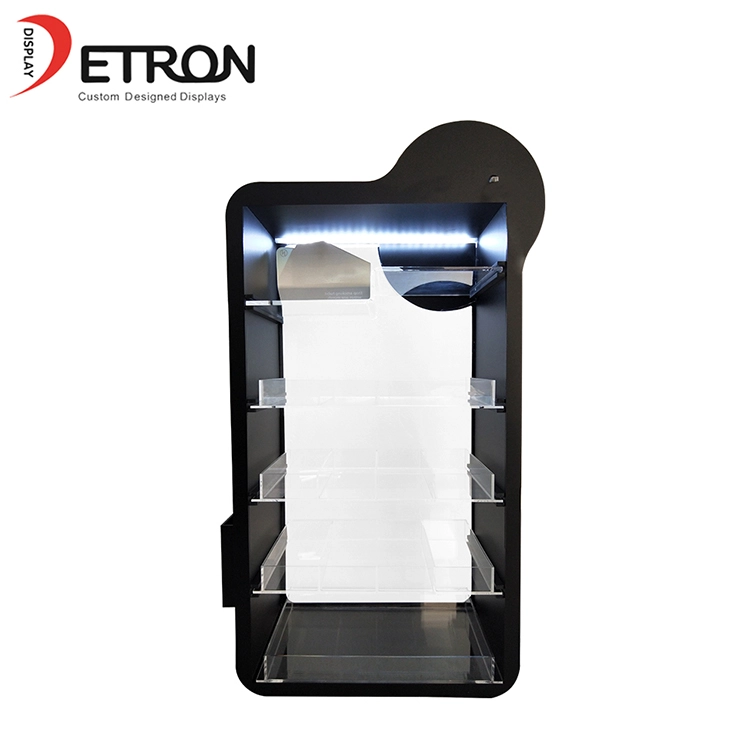 China fabricante OEM personalizado acrílico preto led e-cigarro armário de exposição com luz