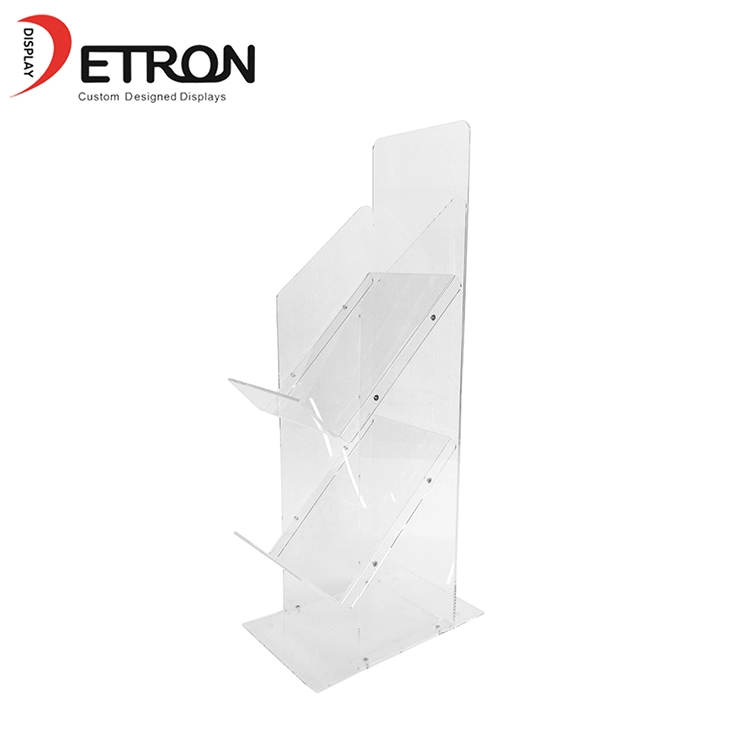 China supplier custom 2 tier clear acrylic magazine display rack