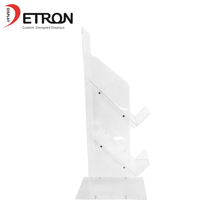 China supplier custom 2 tier clear acrylic magazine display rack