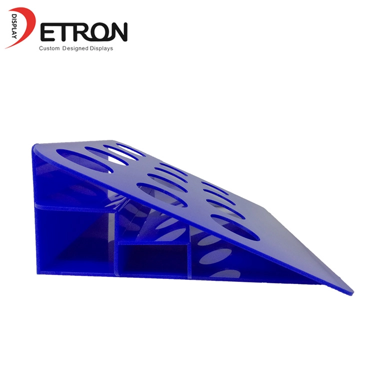 Customized 3 tiers 12 hole blue acrylic countertop display stand for essence