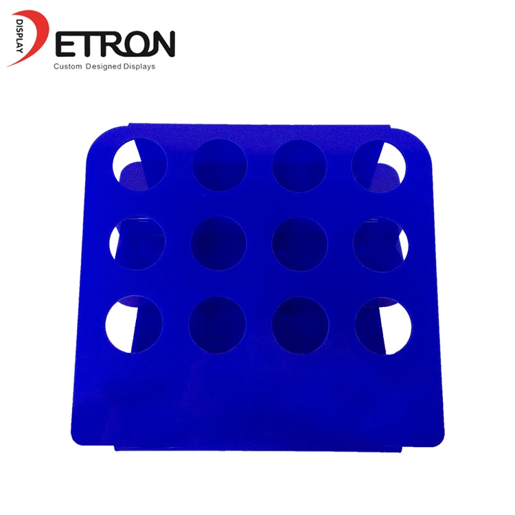 Customized 3 tiers 12 hole blue acrylic countertop display stand for essence