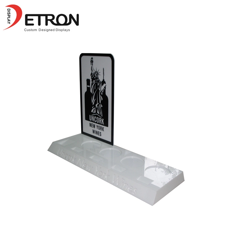 Customized OEM white acrylic wines counter display stand for shop