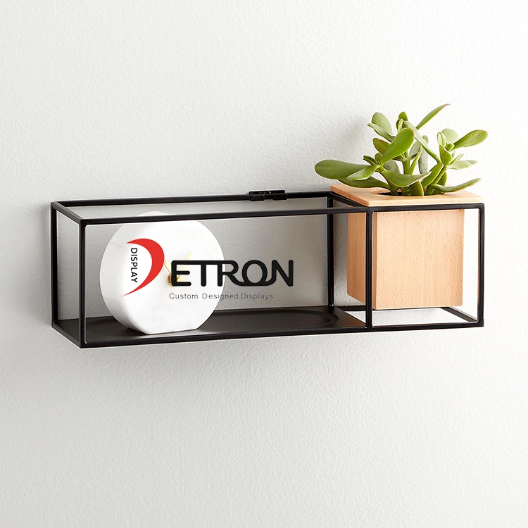 Customized decorate metal cube wall display shelves for potted plant