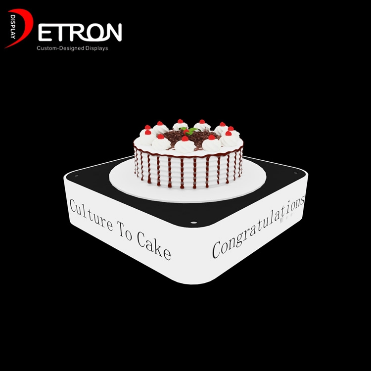 Customized wooden cake counter display stand with led strip
