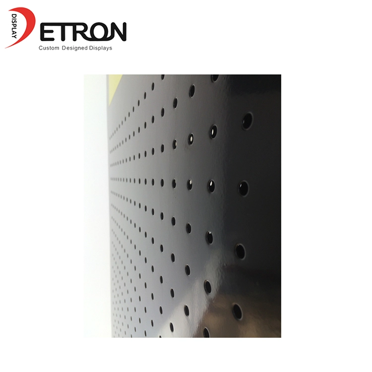 Estante de exhibición del metal del pegboard de la tienda giratoria del piso echado a un lado