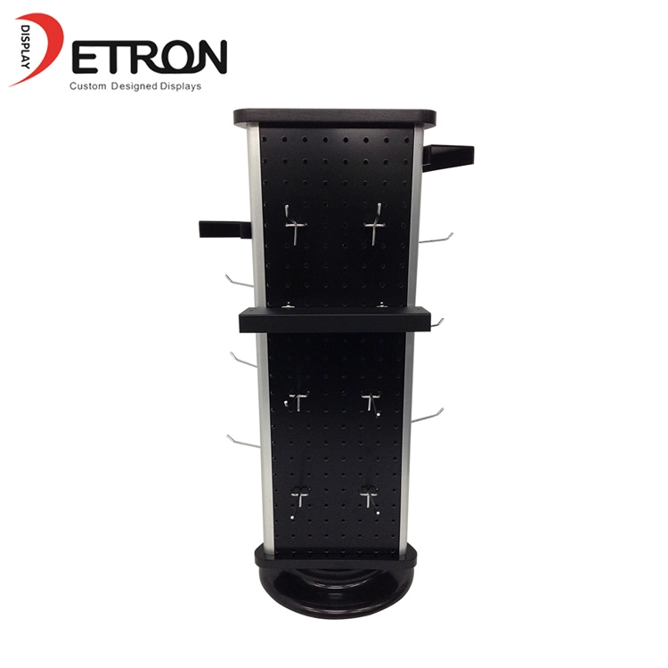 Retail shop metal rotating pegboard display stand with hook