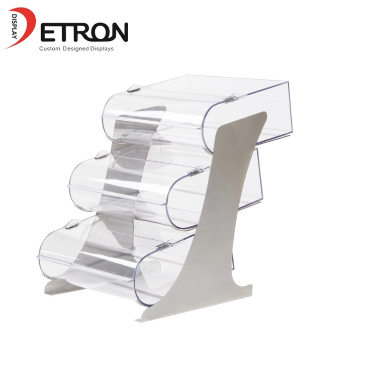 Supermarket retail 3 tier acrylic candy display stand candy display stand china made