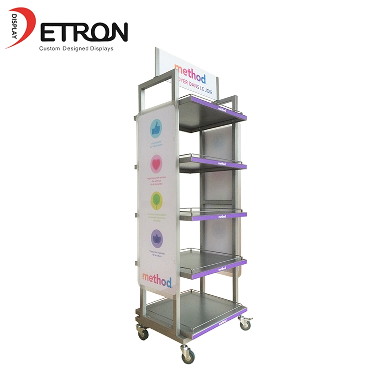 Zhongshan fournisseur OEM en métal magasin mobile supermarché présentoir avec roue