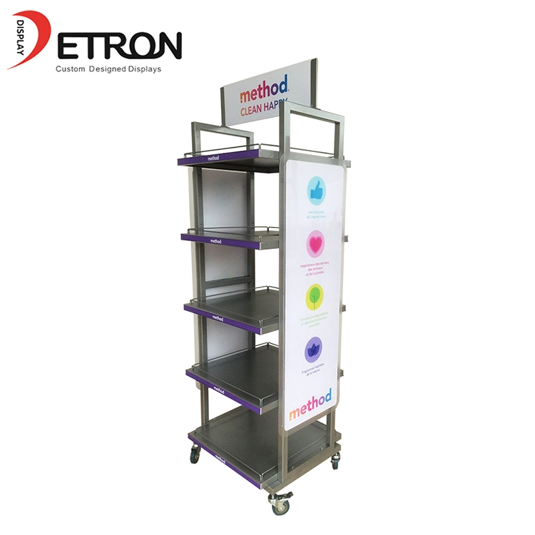 Zhongshan fournisseur OEM en métal magasin mobile supermarché présentoir avec roue