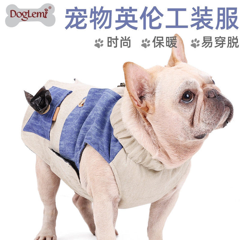 British Design Pet Overall Jacket Winter Snow Dog Coat Classic Warm Pet Clothes with Pocket