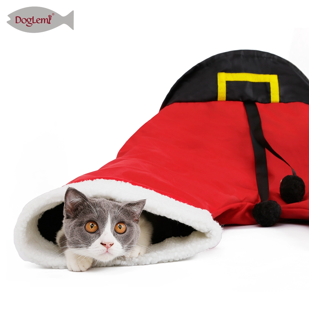 Christmas tee cat tunnel Santa Claus pants paper cat channel foldable cat toy