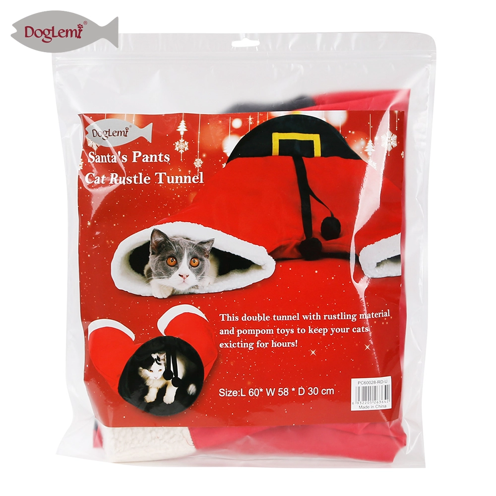 Christmas tee cat tunnel Santa Claus pants paper cat channel foldable cat toy