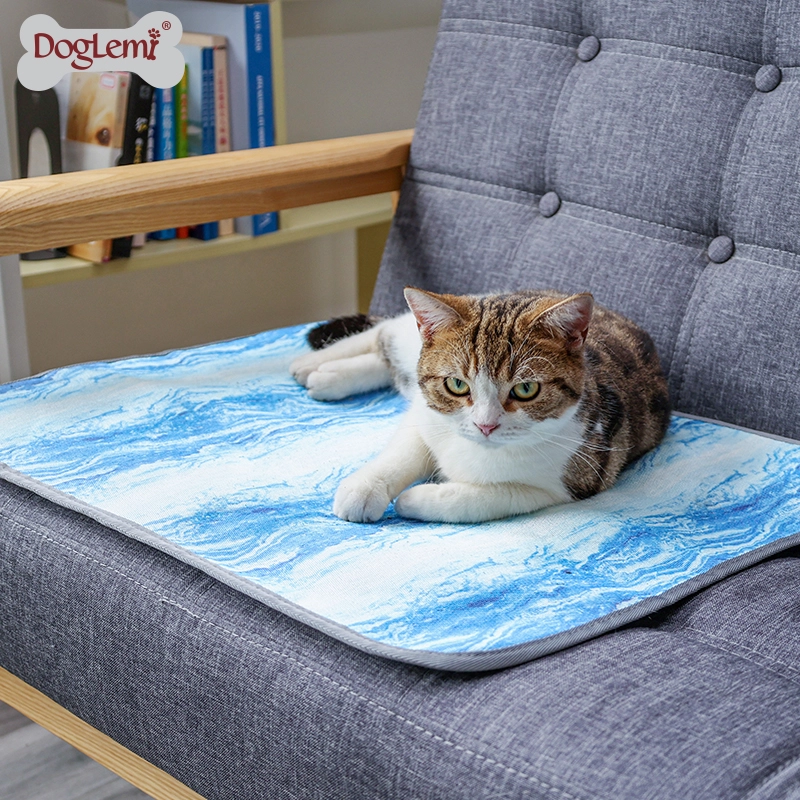 Kühlung Haustierdecke zum Schlafen, Sommer Eis cool Atmungsaktive Hundematte, Marmordesign Hund Kühlkissen