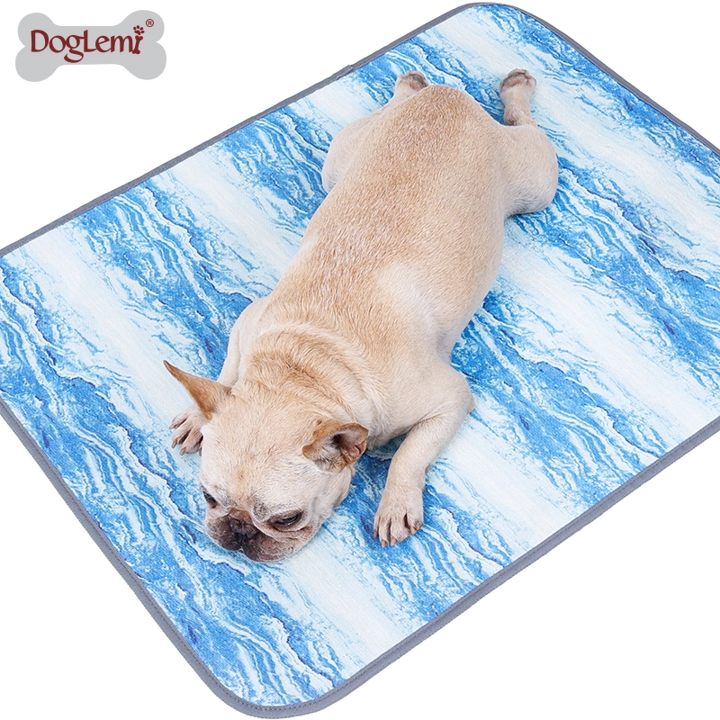 Kühlung Haustierdecke zum Schlafen, Sommer Eis cool Atmungsaktive Hundematte, Marmordesign Hund Kühlkissen