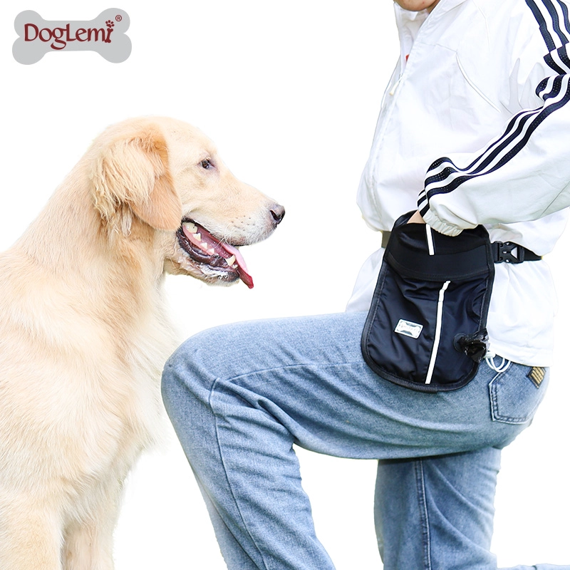 Doglemi Dog Trate Formar Bolsa de entrenamiento con cintura ajustable y soporte del dispensador de la bolsa de caca, lleva fácilmente la bolsa de asas