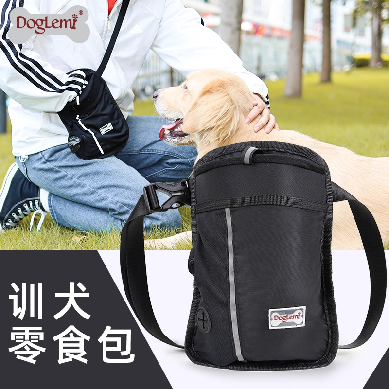 Doglemi Dog Trate Formar Bolsa de entrenamiento con cintura ajustable y soporte del dispensador de la bolsa de caca, lleva fácilmente la bolsa de asas
