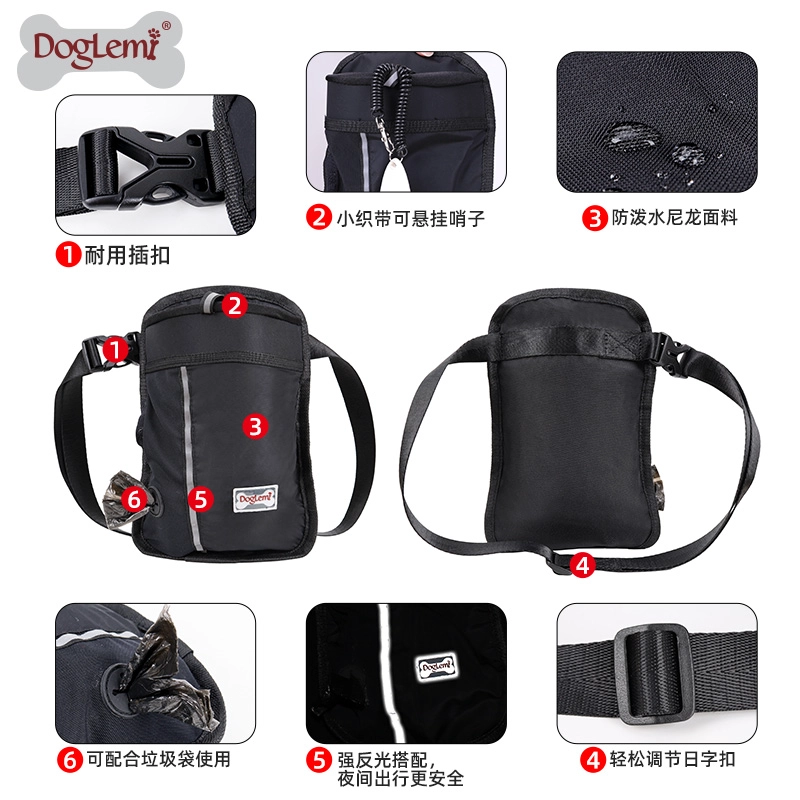 Doglemi Dog Trate Formar Bolsa de entrenamiento con cintura ajustable y soporte del dispensador de la bolsa de caca, lleva fácilmente la bolsa de asas