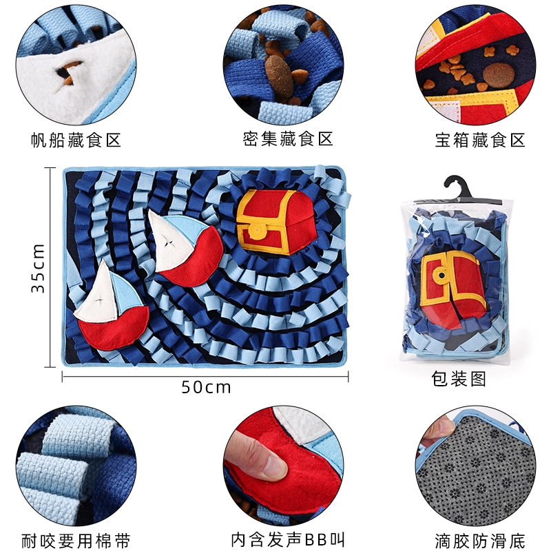 Marine Treasure Design Snuffle Mat for Dogs Pets Sniffing Durable Interactive Food IQ Puzzle Toys Forage Mat Stuff for Smell Nosework Training Slow Eating Lick Feeding Games