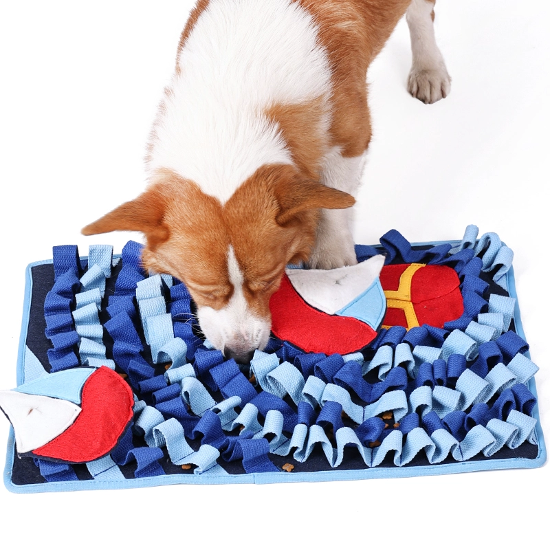 Marine Treasure Design Snuffle Mat for Dogs Pets Sniffing Durable Interactive Food IQ Puzzle Toys Forage Mat Stuff for Smell Nosework Training Slow Eating Lick Feeding Games