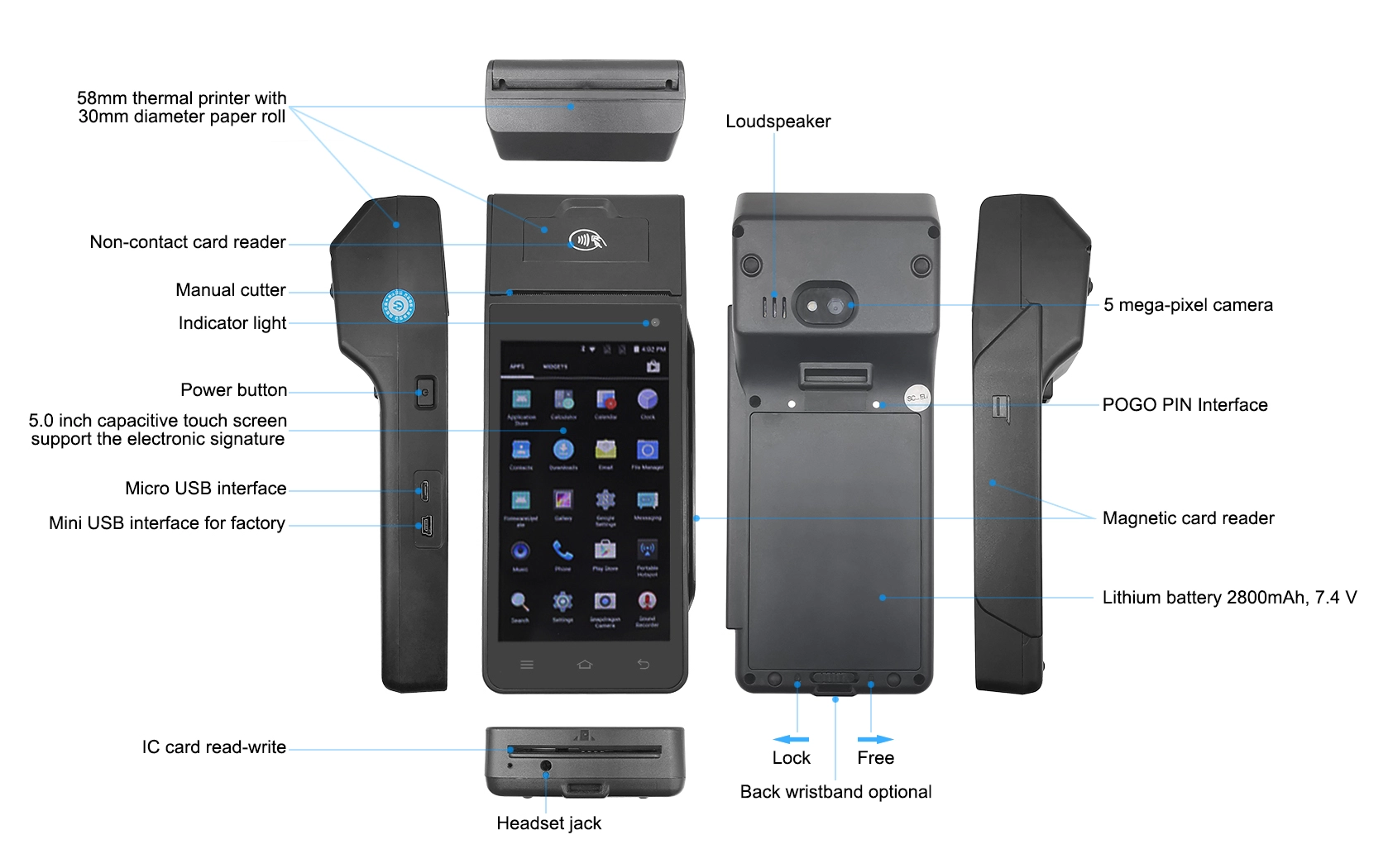 POS-Z90) New Handheld Android POS Terminal with EMV