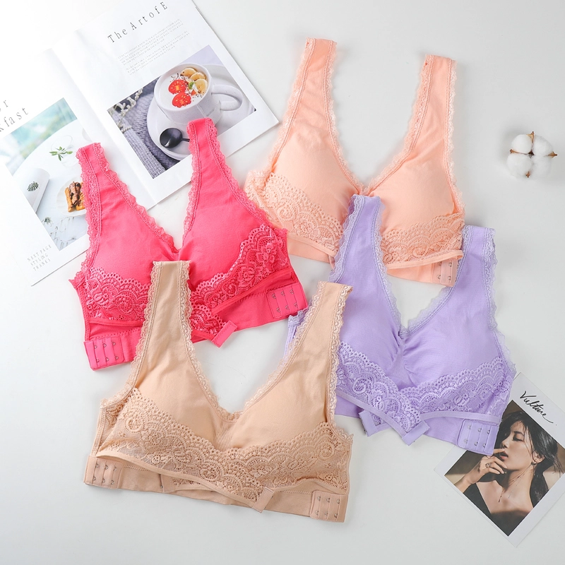 Nylon front bra women's seamless lace sports bra factory