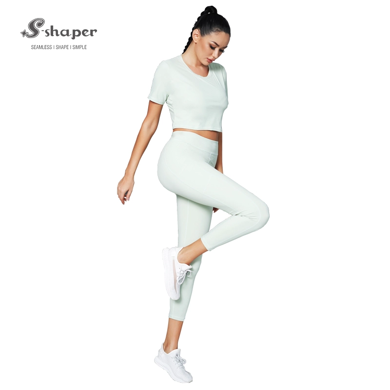 Yoga Wear Supplier, benutzerdefinierte Yoga-Leggings Kurzarm-Sets