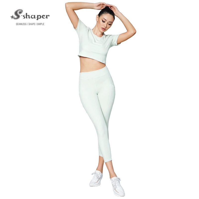 Yoga Wear Supplier, benutzerdefinierte Yoga-Leggings Kurzarm-Sets