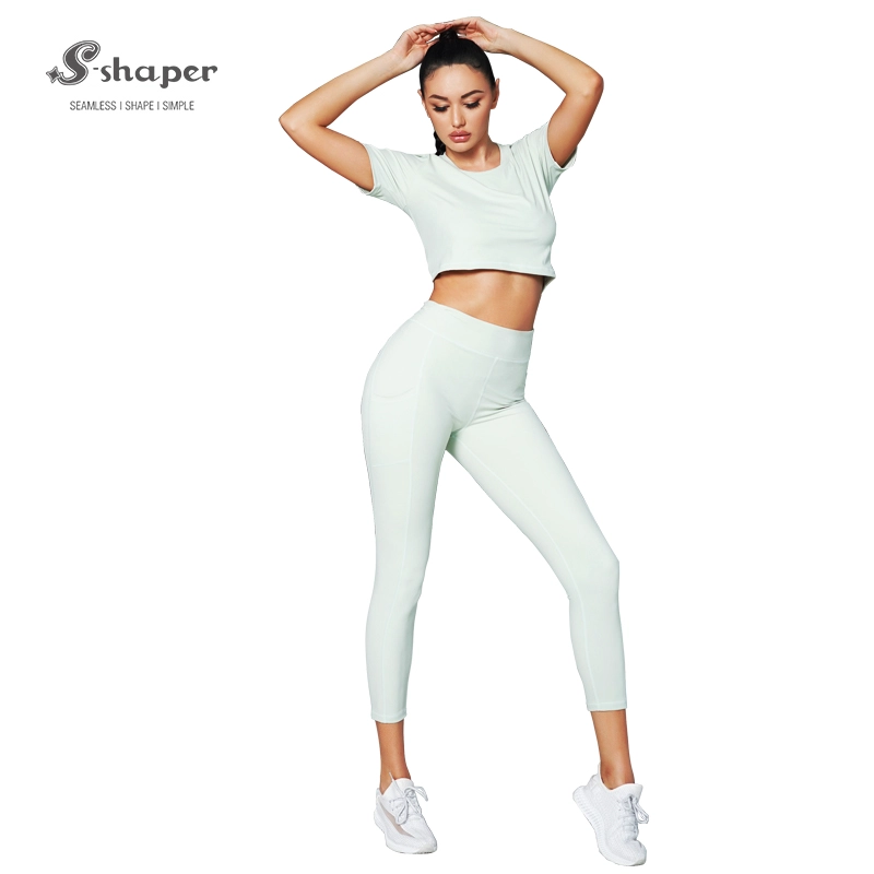 Yoga Wear Supplier, benutzerdefinierte Yoga-Leggings Kurzarm-Sets