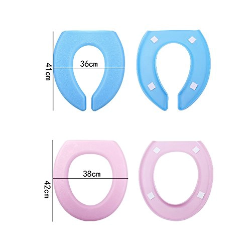 PU Foam Waterproof Toilet Seat Cushion Paste-type Washable Closestool Mat Pad, U-Shape Blue