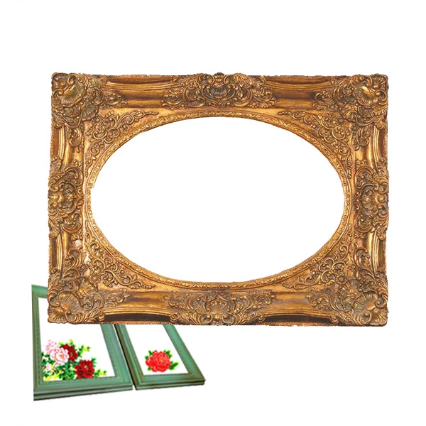 PU cornice imitazione in ottone, cornici decorative design unico, di forma ovale cornice intagliata
