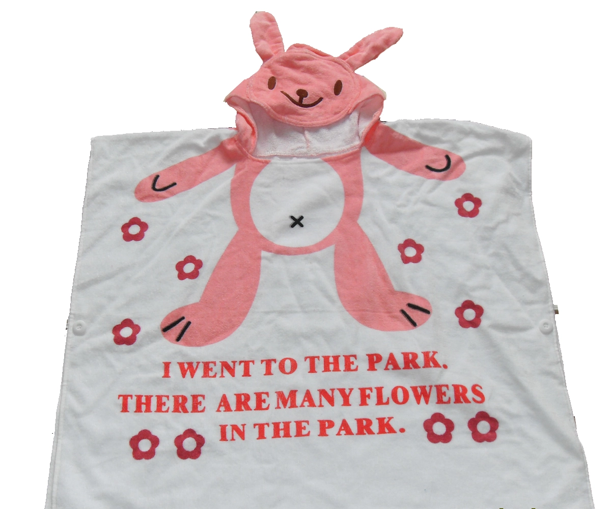 100 % cotton high quality printed kids hooded towel