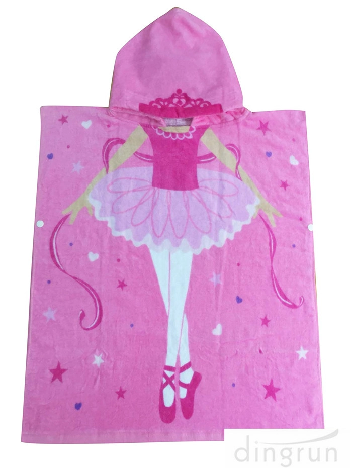 Cotton Beach Towel Kids Hooded Poncho Bathrobe Towel