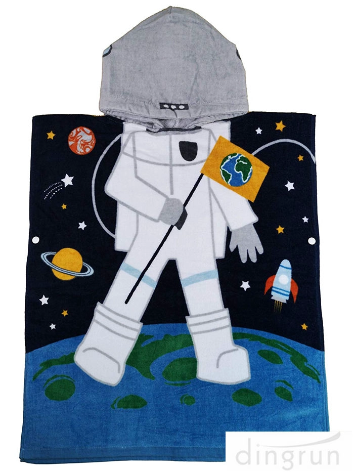 Cotton Beach Towel Kids Hooded Poncho Bathrobe Towel
