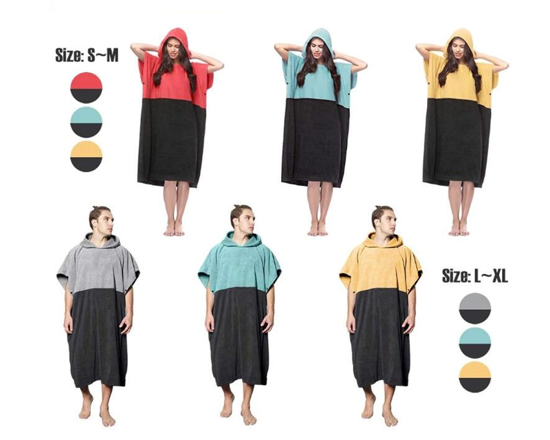 Custom Logo Design Thick Absorbent Beach Poncho Changing Robe Towel with Hood Flannel Microfiber