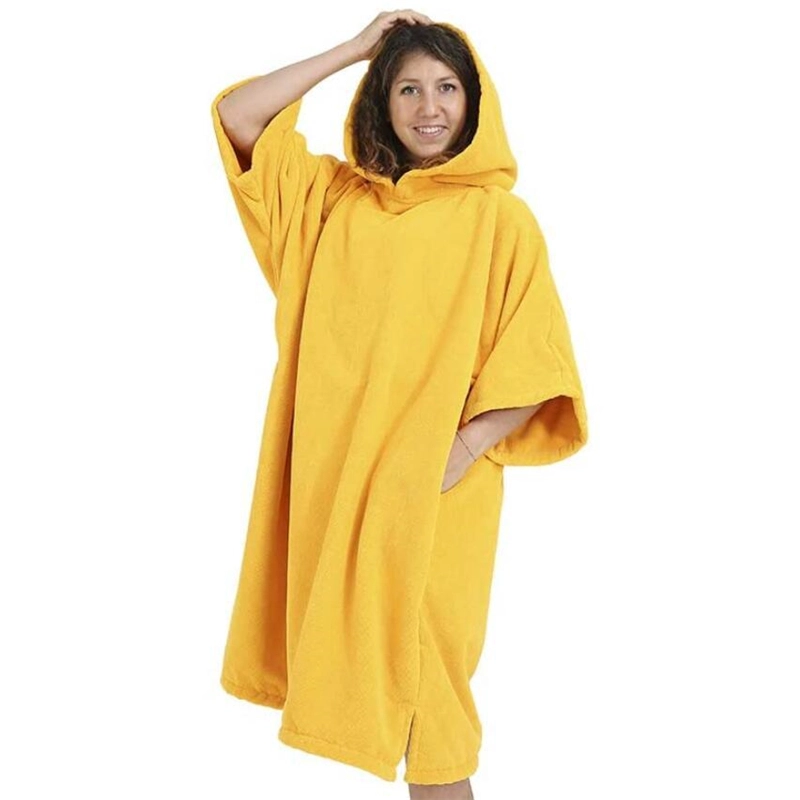 Custom Logo Design Thick Absorbent Beach Poncho Changing Robe Towel with Hood Flannel Microfiber